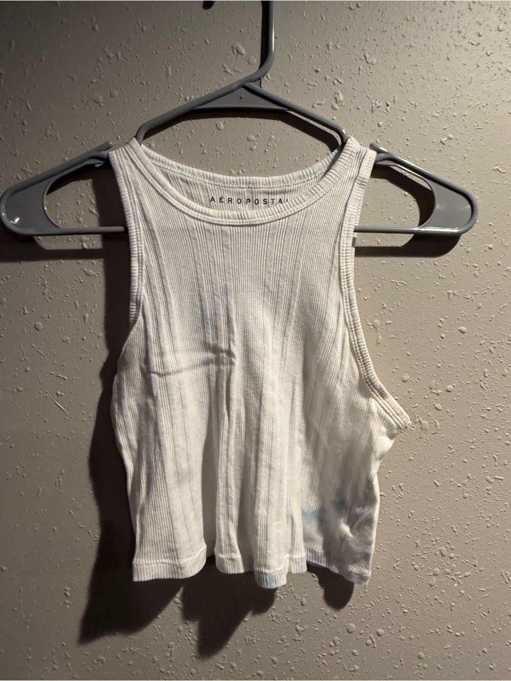 Aeropostale White Ribbed Cropped Tank